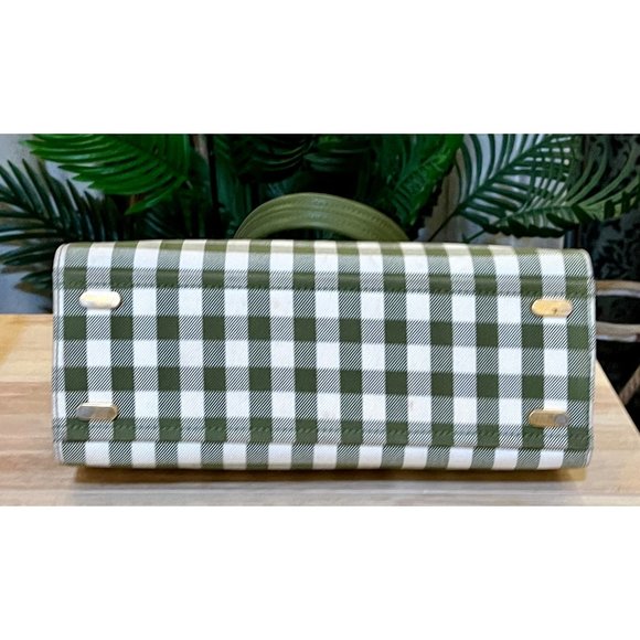 ✺✺ AUTHENTIC TORY BURCH GREEN AND WHITE PLAID PETITE LEE RADZIWILL ✺✺ - Picture 7 of 14